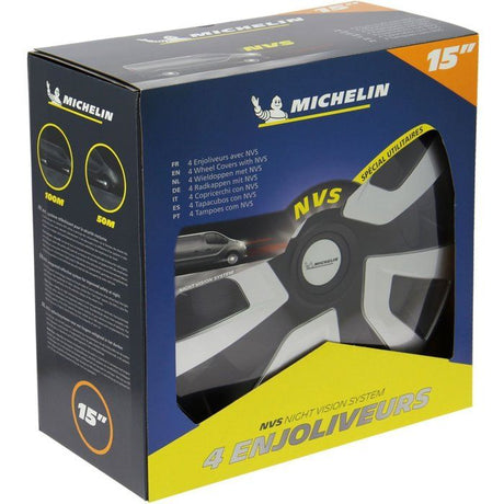 4 enjoliveurs 15 - MICHELIN - spécial utilitaires et camping-car -NVS : pastille réfléchissante pour visibilité de nuit