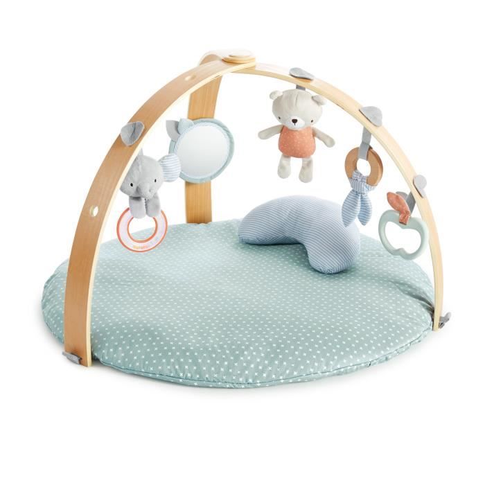INGENUITY Tapis d'éveil réversible  bébé évolutif - Loamy™ -  pliable, arche de jeu en bois amovible, 5 jouets,cadeau bébé