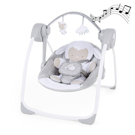 INGENUITY Transat pour bébé Balancelle électrique pliable - Petit Mouton - Arche et jouets amovible, cadeau bébé