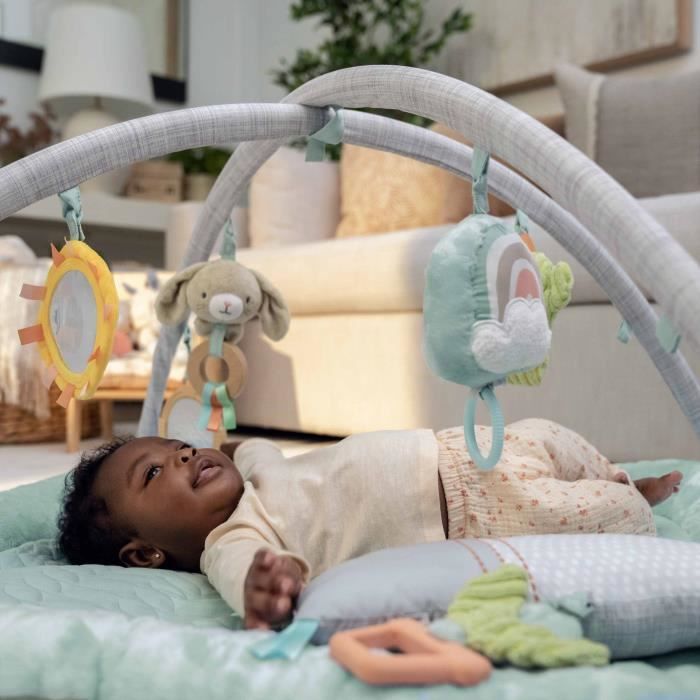 INGENUITY Tapis d'éveil au sol bébé Calm Spring Extra moelleux 6 jouets mutil sensoriels détachable