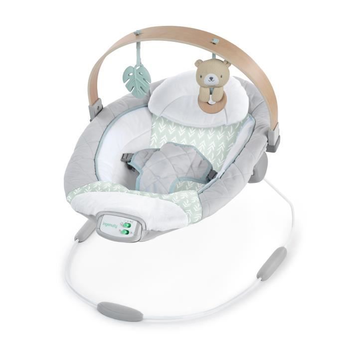 INGENUITY Transat bébé Nate l'Ourson avec arche d'éveil en bois,  cadeau bébé