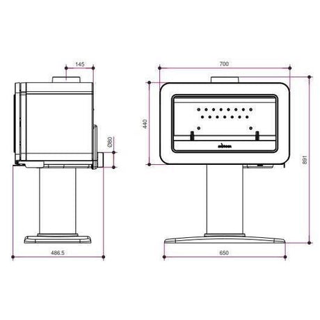 Poele a bois - INVICTA - Wilson sur pied - 8 KW