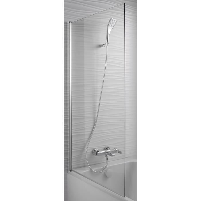 Pare-bain Struktura Chrome - Jacob Delafon - Pivotant 90° - Réversible - Verre anti-calcaire 6mm