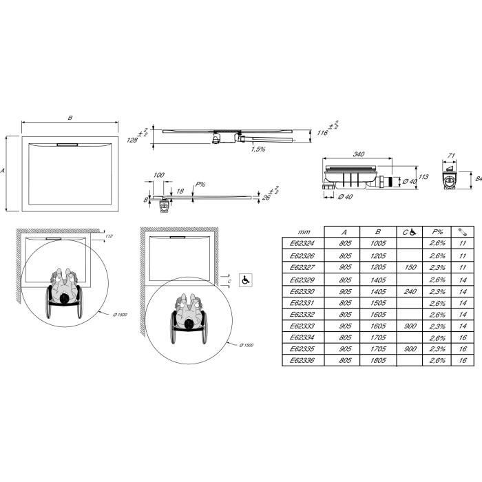 Receveur de douche Flight Pure 140x90 antidérapant - JACOB DELAFON - E62330-F-00