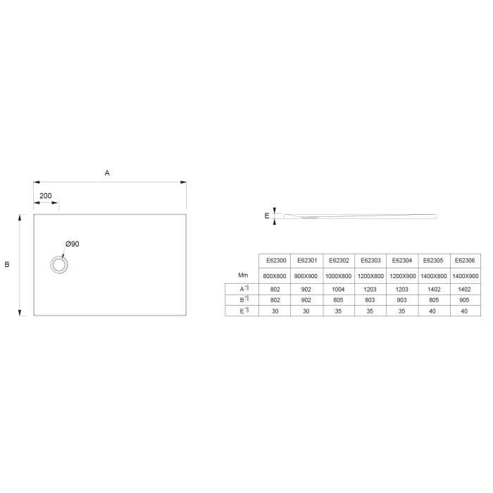 Receveur de douche extra-plat Jacob Delafon IPSO 90x90x3 cm - Blanc Mat Texture Pierre