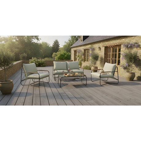 Salon bas de jardin - Aluminium -  Proloisirs - 4 personnes - Graphite - Coussins inclus - XERES SET