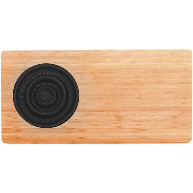 Planche a découper en bambou - JOCCA - Passoire en plastique - 58 x 29 x 1,8 cm - Naturel et noir