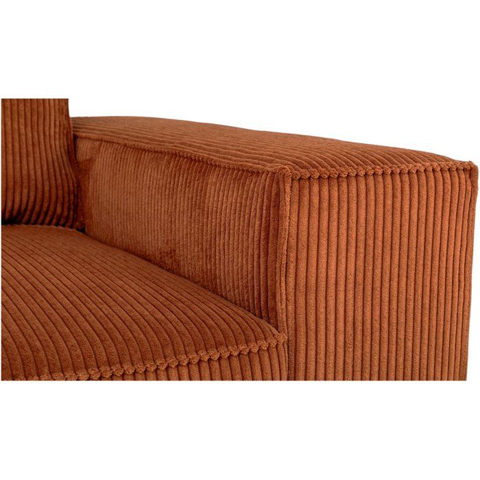 Canapé fixe 4 places - JOSH - Velours cotelé terracotta - 241 x 86 x 88 cm