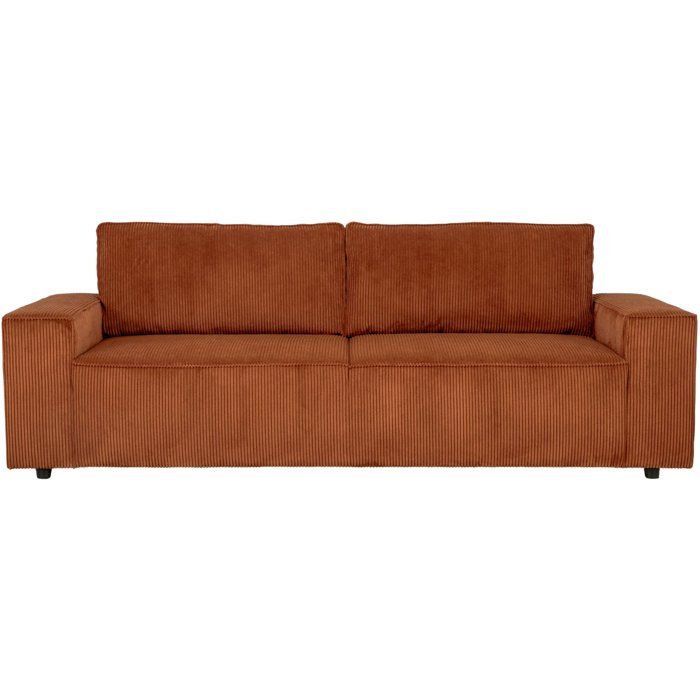 Canapé fixe 4 places - JOSH - Velours cotelé terracotta - 241 x 86 x 88 cm
