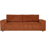 Canapé fixe 4 places - JOSH - Velours cotelé terracotta - 241 x 86 x 88 cm