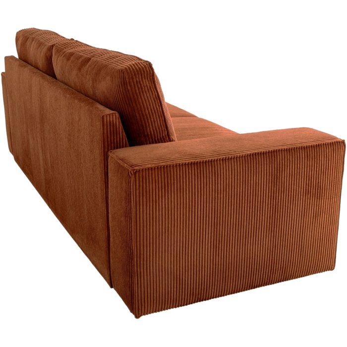 Canapé fixe 4 places - JOSH - Velours cotelé terracotta - 241 x 86 x 88 cm