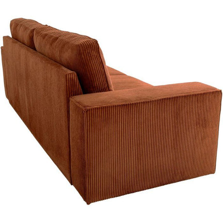 Canapé fixe 4 places - JOSH - Velours cotelé terracotta - 241 x 86 x 88 cm