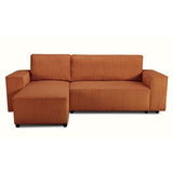 Canapé d'angle convertible réversible - 4 places - JOSH - Tissu velours cotelé - Terracotta - Coffre - 242 x 155 x 86 cm