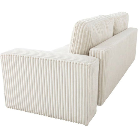 Canapé convertible 3 places - JOSH - Tissu velours grosses côtes beige - Coffre - 239 x 86 x 85 cm