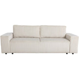 Canapé convertible 3 places - JOSH - Tissu velours grosses côtes beige - Coffre - 239 x 86 x 85 cm