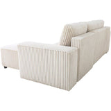 Canapé d'angle convertible réversible 4 places - JOSH - Tissu velours grosses côtes Beige - 242 x 155 x 86 cm