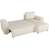 Canapé d'angle convertible réversible 4 places - JOSH - Tissu velours grosses côtes Beige - 242 x 155 x 86 cm