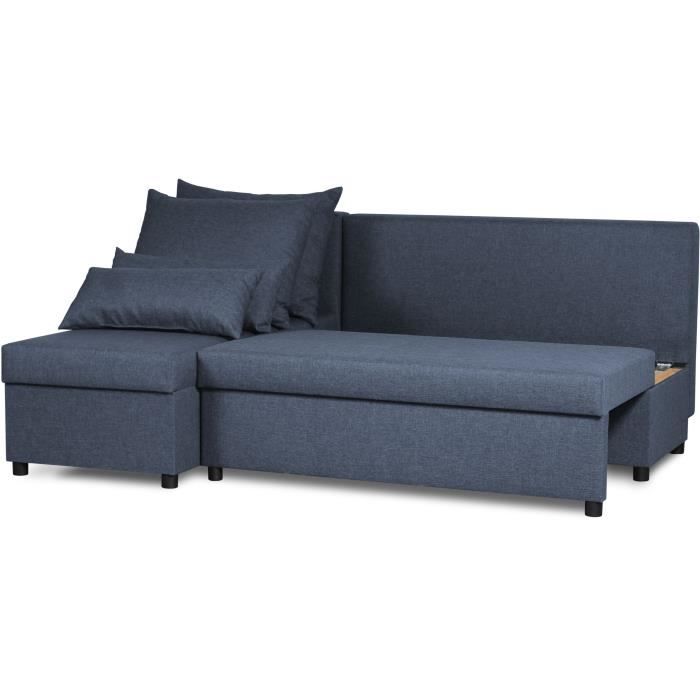 Canapé d'angle réversible – Tissu Bleu – L 192 x P 143 x H 79 cm – JOSS - Fabriqué en Ukraine
