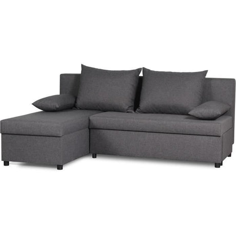 Canapé d'angle réversible – Tissu Gris – L 192 x P 143 x H 79 cm – JOSS - Fabriqué en Ukraine