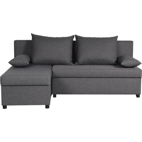 Canapé d'angle réversible – Tissu Gris – L 192 x P 143 x H 79 cm – JOSS - Fabriqué en Ukraine