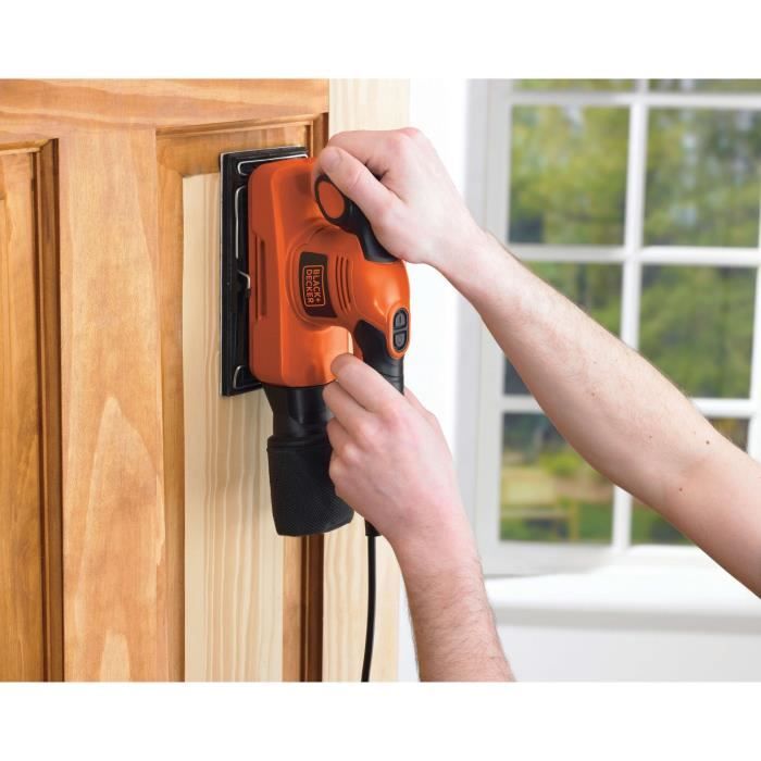 Ponceuse vibrante filaire - BLACK+DECKER - KA320EKA-QS - 240W - 5 abrasifs + coffret