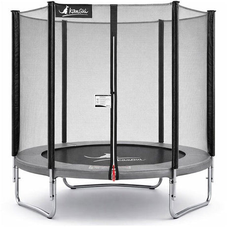Trampoline KANGUI - GRIS Ř 180-183 cm – Enfant – Filet de sécurité – Certification CE & NF EN 71–14
