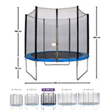 Trampoline  Ř 300 cm Bleu MAXI ECO - KANGUI - Avec Filet, Echelle, Couverture de Protection