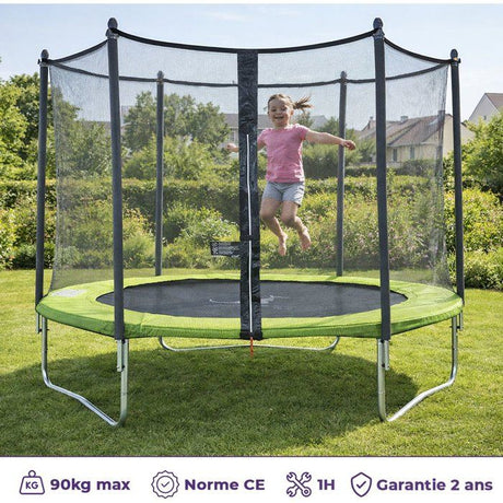 Trampoline KANGUI - TWIN Ř 300-305 cm – Enfant – Rebond Optimal – Échelle & Bâche – Certification CE & NF EN 71-14