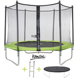 Trampoline KANGUI - TWIN Ř 300-305 cm – Enfant – Rebond Optimal – Échelle & Bâche – Certification CE & NF EN 71-14