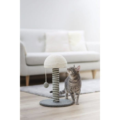 KERBL - Poteau griffoir pour chat - Tronc  42 cm  - FUNGHI - Gris/blanc - Sisal - Base : ř 30 cm
