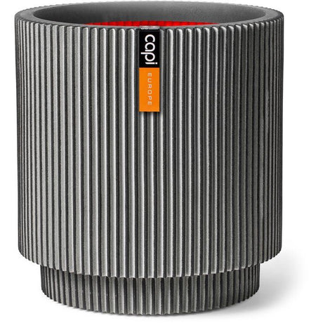 Vase cylindre - CAPI EUROPE - Groove NL - 36 x 38 cm - Anthracite