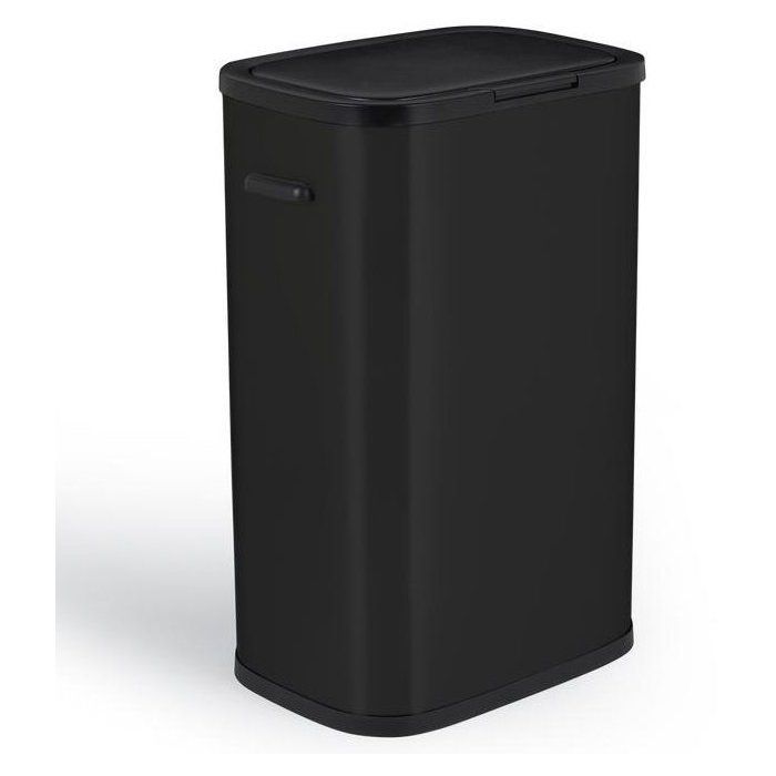 Poubelle de cuisine 60L PORTLAND – Ouverture push par pression – Acier inox Noir – KITCHEN MOVE
