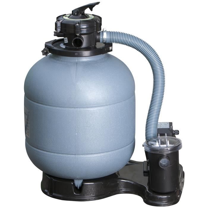 GRE - Kit Piscine hors sol acier ronde grise anthracite - Ø370 x H132 (Livrée avec filtre a sable + échelle)