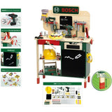 Grand établi Bosch - KLEIN - 8734 - Bois FSC - Avec visseuse électronique, caisse a outils, set de construction, etc. - Des 3 ans