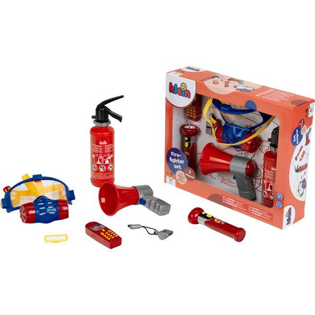 Set de pompier KLEIN avec masque a gaz et 7 pieces