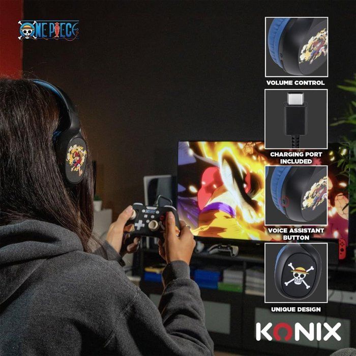 Casque audio supra-auriculaire sans fil  - Konix - One Piece- Bluetooth 5.3 pour smartphones et tablettes - Autonomie 30 h