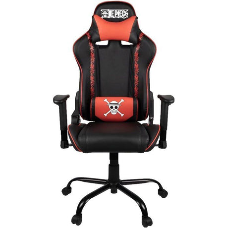 Chaise de bureau gaming - KONIX - One Piece - Inclinaison siege 150° - Cuir - Coussin lombaires et cervicaux réglable - Noir