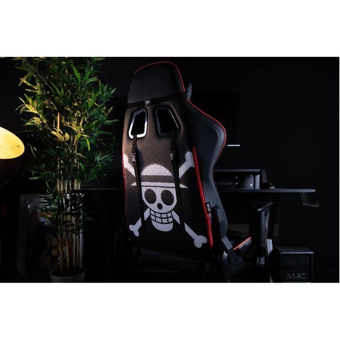 Chaise de bureau gaming - KONIX - One Piece - Inclinaison siege 150° - Cuir - Coussin lombaires et cervicaux réglable - Noir