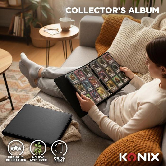 Classeur de 10 feuilles avec 9 pochettes - Konix - Jeux de cartes a collectionner - Magic The Gathering, Pokémon, Yu-Gi-Oh! - Noir