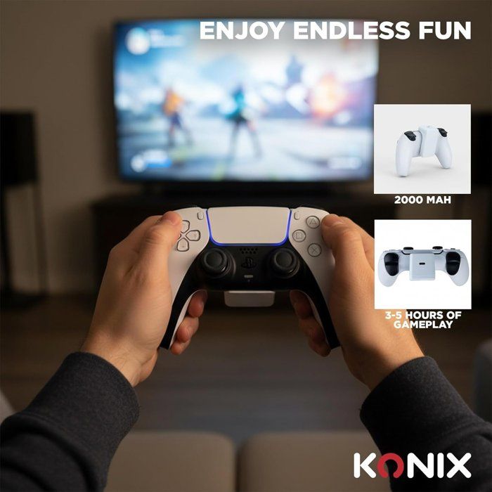 Batterie externe pour manettes Joy-Con - Nintendo Switch 2 - Konix - Indicateur de charge LED - 10 modes d'éclairage RVB - Noir