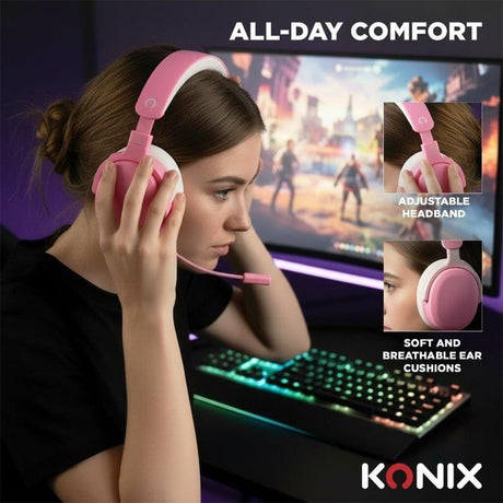 Casque gaming - Filaire - Konix - Nintendo Switch 2, PS5 et Xbox Series X|S - Nexus - Haut-parleurs 40 mm - Microphone - 1,5 m
