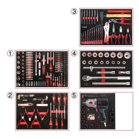 Servante d'atelier - Equipťe - 6 tiroirs - KS Tools - 824.6298F - Noir - Equipťe de 298 outils PL - Fabriquťe en France