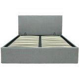 Lit coffre adulte MARTIN - Couchage 140x190 cm - Gris clair - Sommier a lattes - L 201 x P 146 x H 99 cm