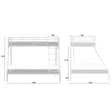 BRUCE Lits superposés  3 places - 90/140 x 190 cm - Blanc - En métal - Sommiers inclus