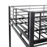 Lit mezzanine avec bureau en métal époxy - Noir - Sommier inclus - 140x190 cm - OXFORD