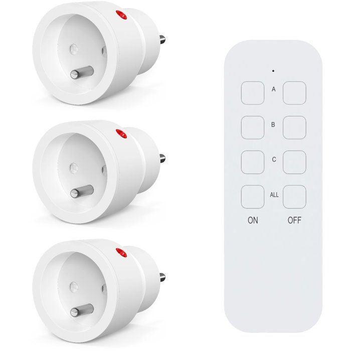 Lot 3 prises intérieur télécommandées - KYF - 2300W - Inclus télécommande