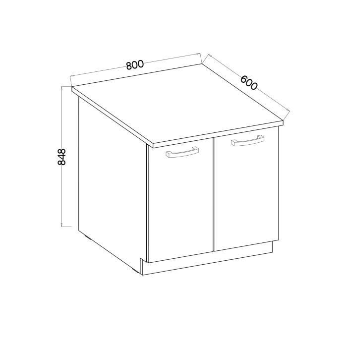 LASSEN Meuble bas de cuisine sous évier L 80 cm - Décor chene clair sonoma