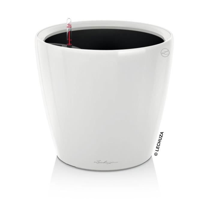 LECHUZA Pot de fleurs - Classico premium LS 50 - Ř 49,5 x 46,5 cm - 40 L - Kit complet - Blanc brillant