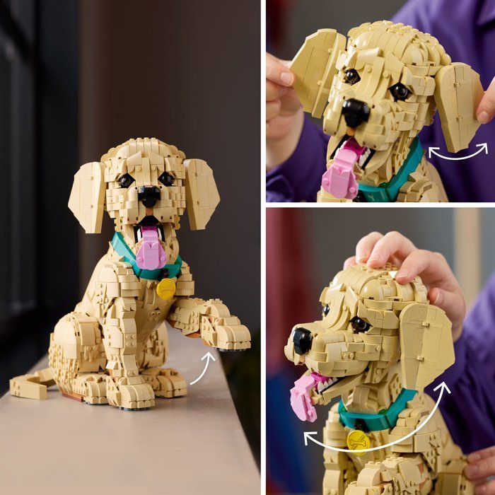 LEGO Icons 11384 Le Chiot Golden Retriever - Set pour Adulte - Maquette de Petit Chien