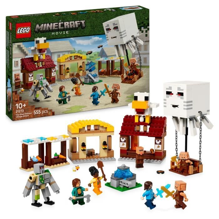 LEGO Minecraft 21273 Les Ghasts a l'Attaque du Village - Jeu pour garçon des 10 ans